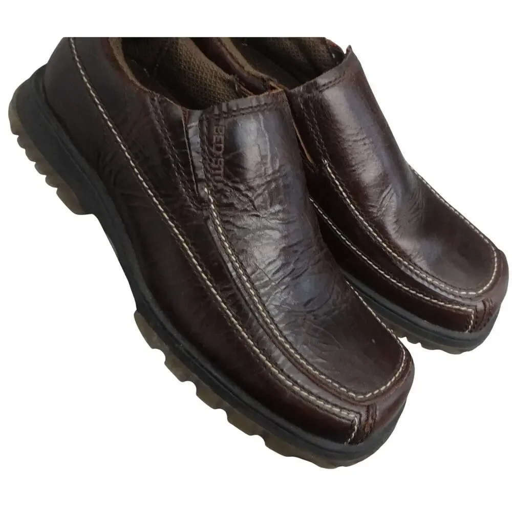 Vintage 90s Bed STU Brown Leather Loafers Chunky Platform Mens 9 Lug Grunge
